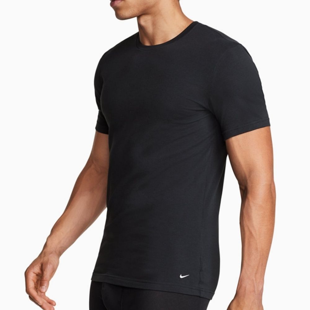 Nike Everyday‎ Cotton Stretch V-Neck Dri-Fit 2-PK Undershirt- Black